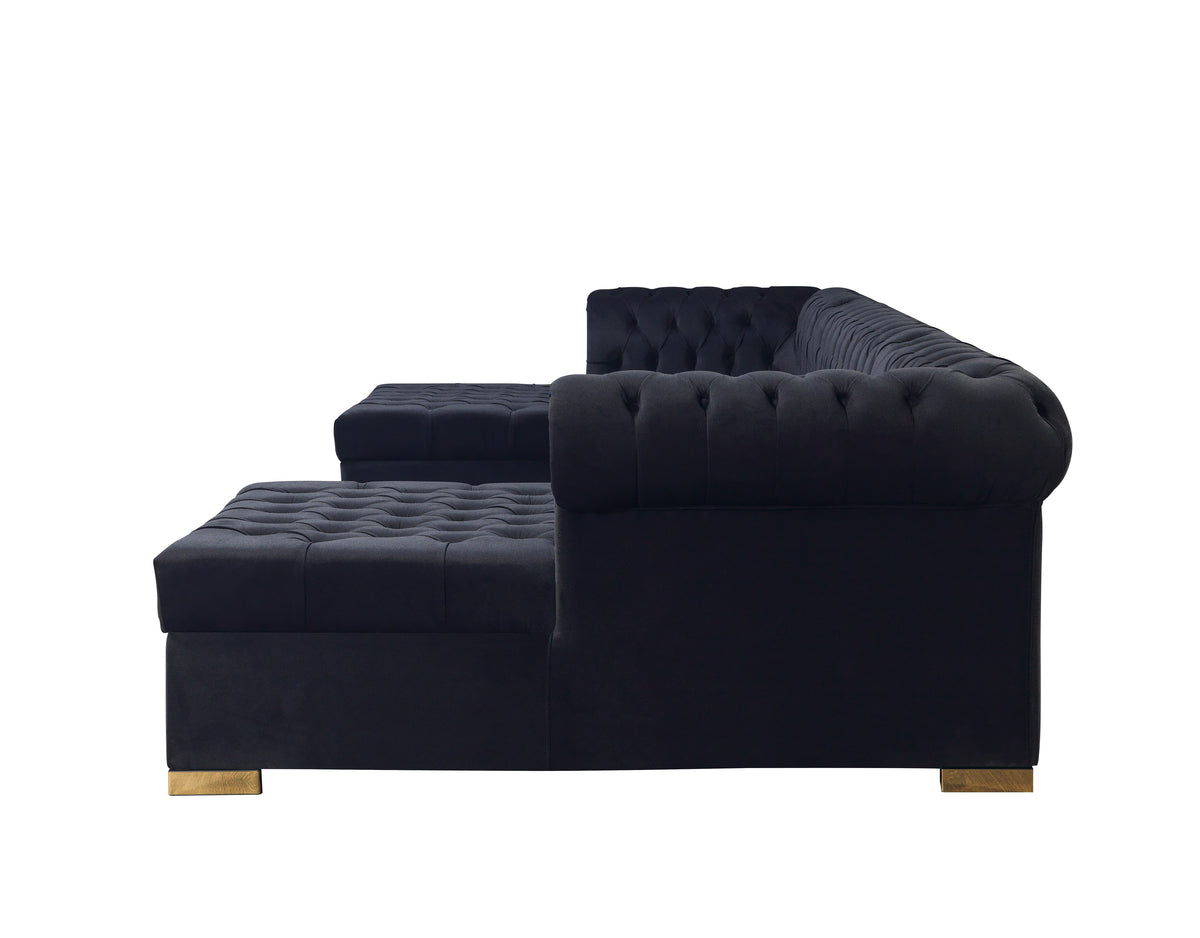 Lauren 136-Inch Velvet Double Chaise Sectional