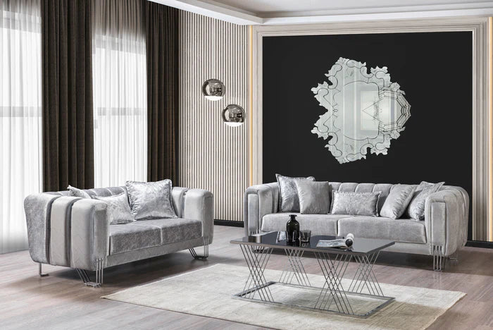 Santana Velvet Sofa and Loveseat Set, Five Colors