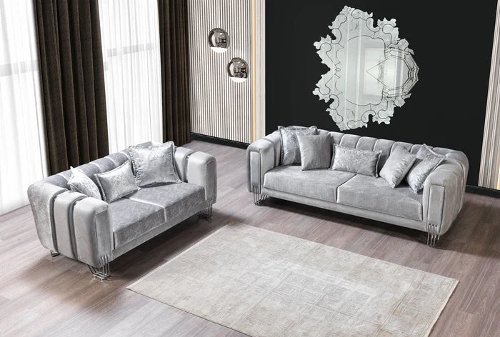 Santana Velvet Sofa and Loveseat Set, Five Colors