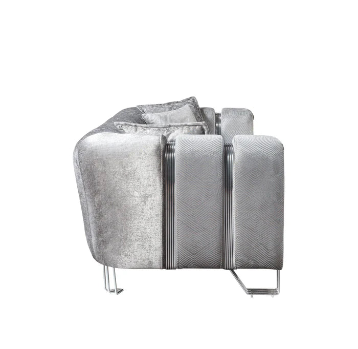 Santana Velvet Sofa, Smoke, Ivory, Silver or Coffee