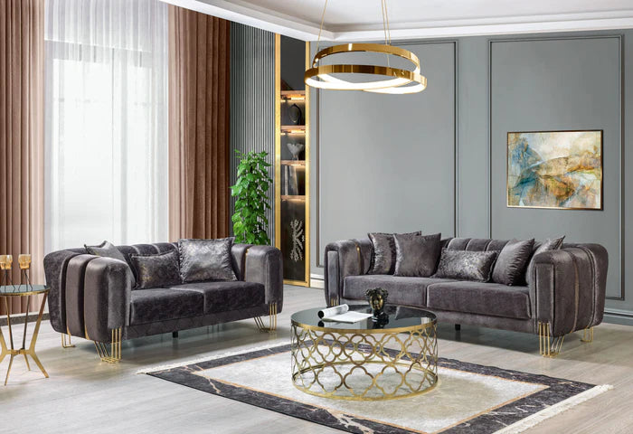 Santana Velvet Sofa and Loveseat Set, Five Colors