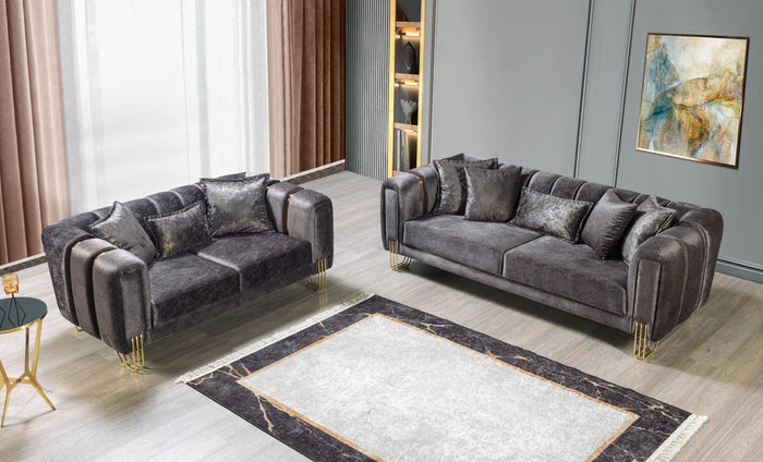 Santana Velvet Sofa and Loveseat Set, Five Colors