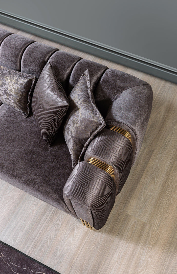 Santana Velvet Sofa, Smoke, Ivory, Silver or Coffee