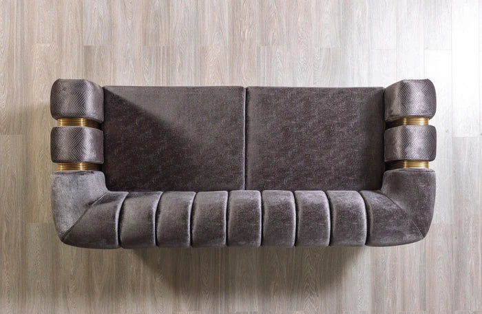 Santana Velvet Sofa, Smoke, Ivory, Silver or Coffee