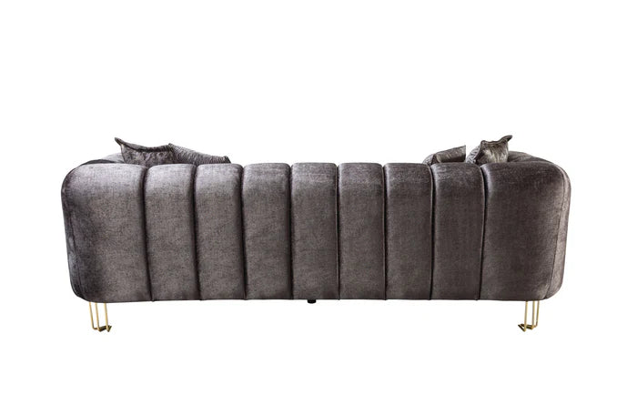 Santana Velvet Sofa, Smoke, Ivory, Silver or Coffee