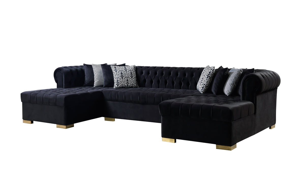 Lauren 136-Inch Velvet Double Chaise Sectional