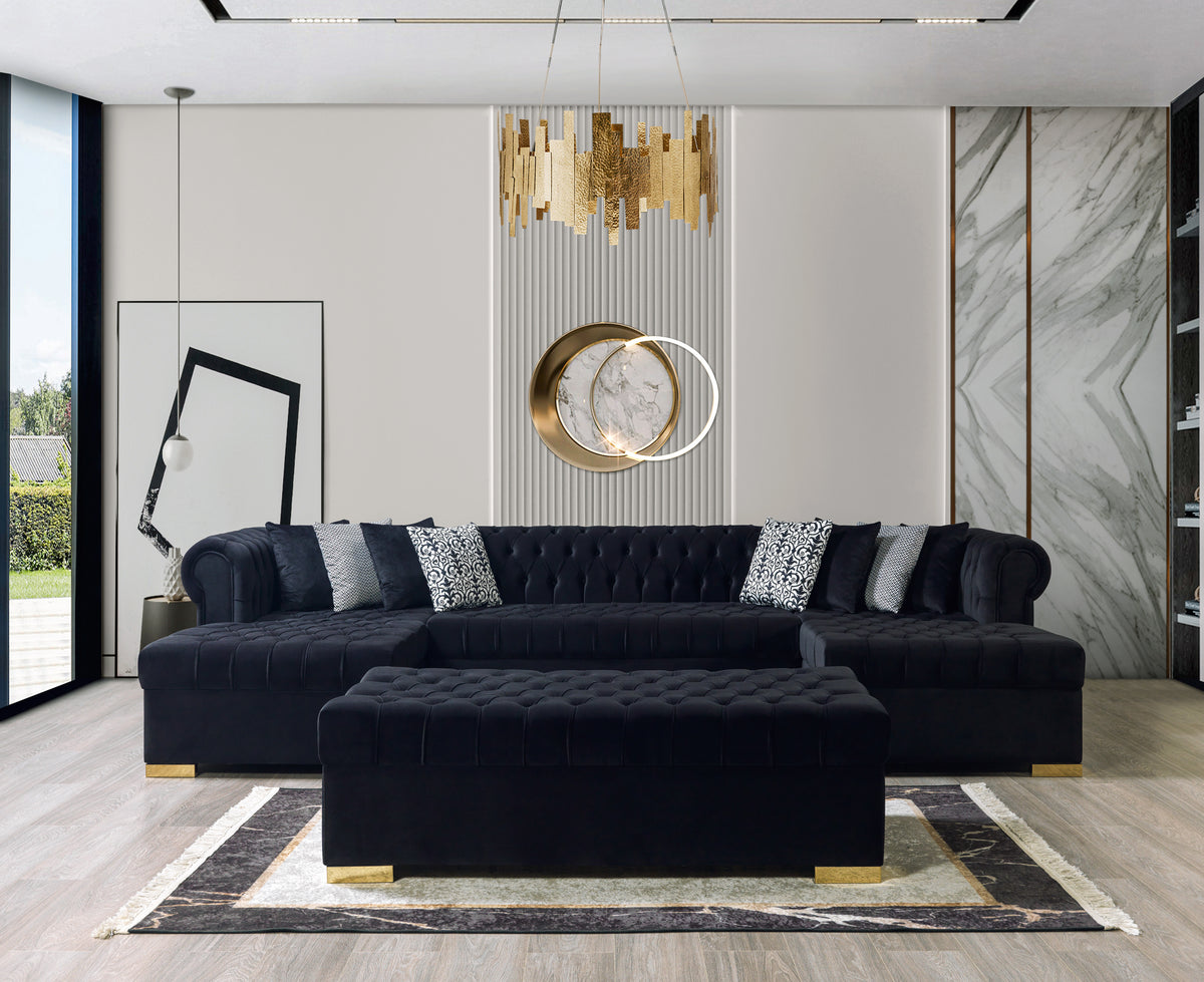 Lauren Velvet Double Chaise Sectional