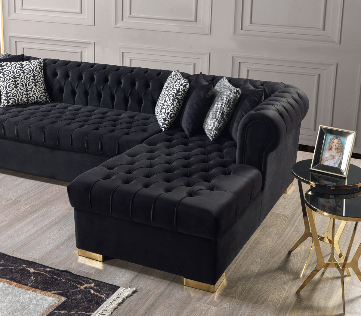 Lauren 136-Inch Velvet Double Chaise Sectional