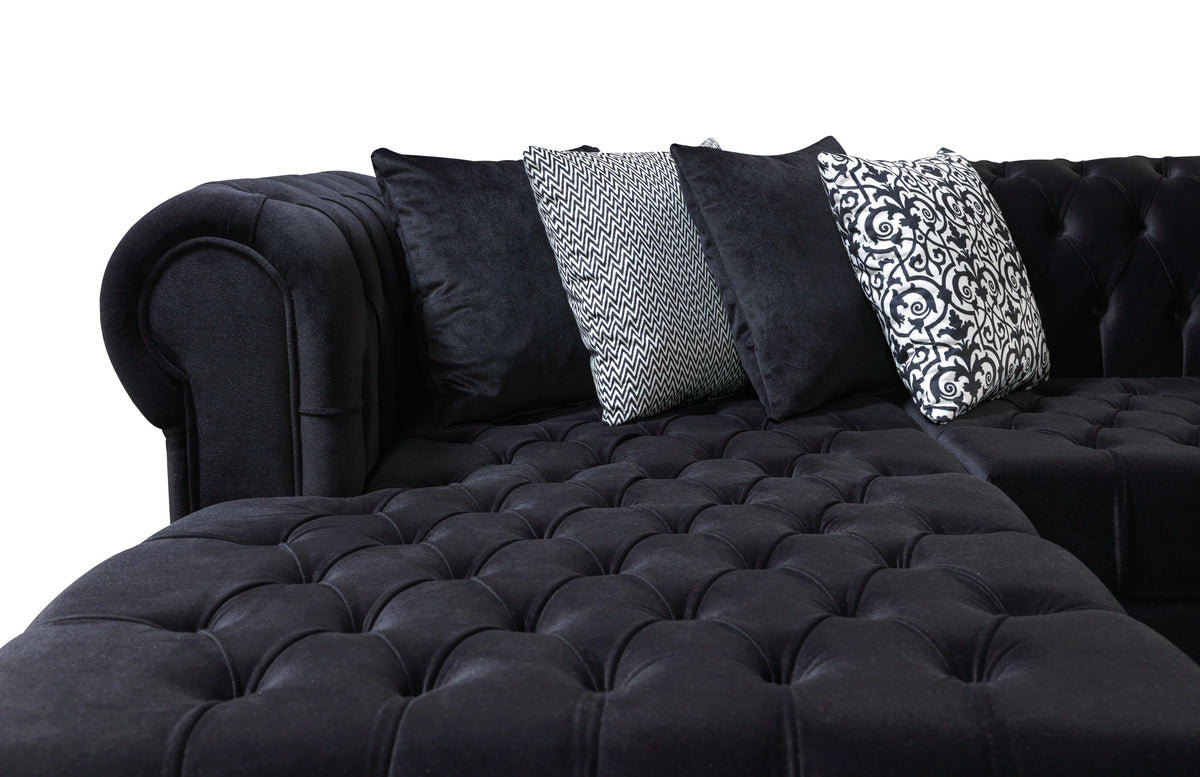 Lauren 136-Inch Velvet Double Chaise Sectional