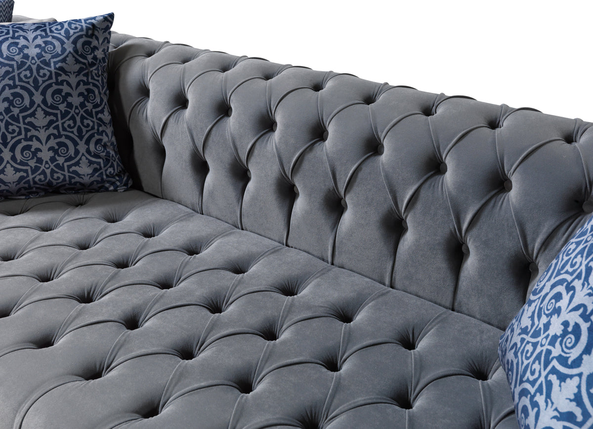 Lauren 136-Inch Velvet Double Chaise Sectional
