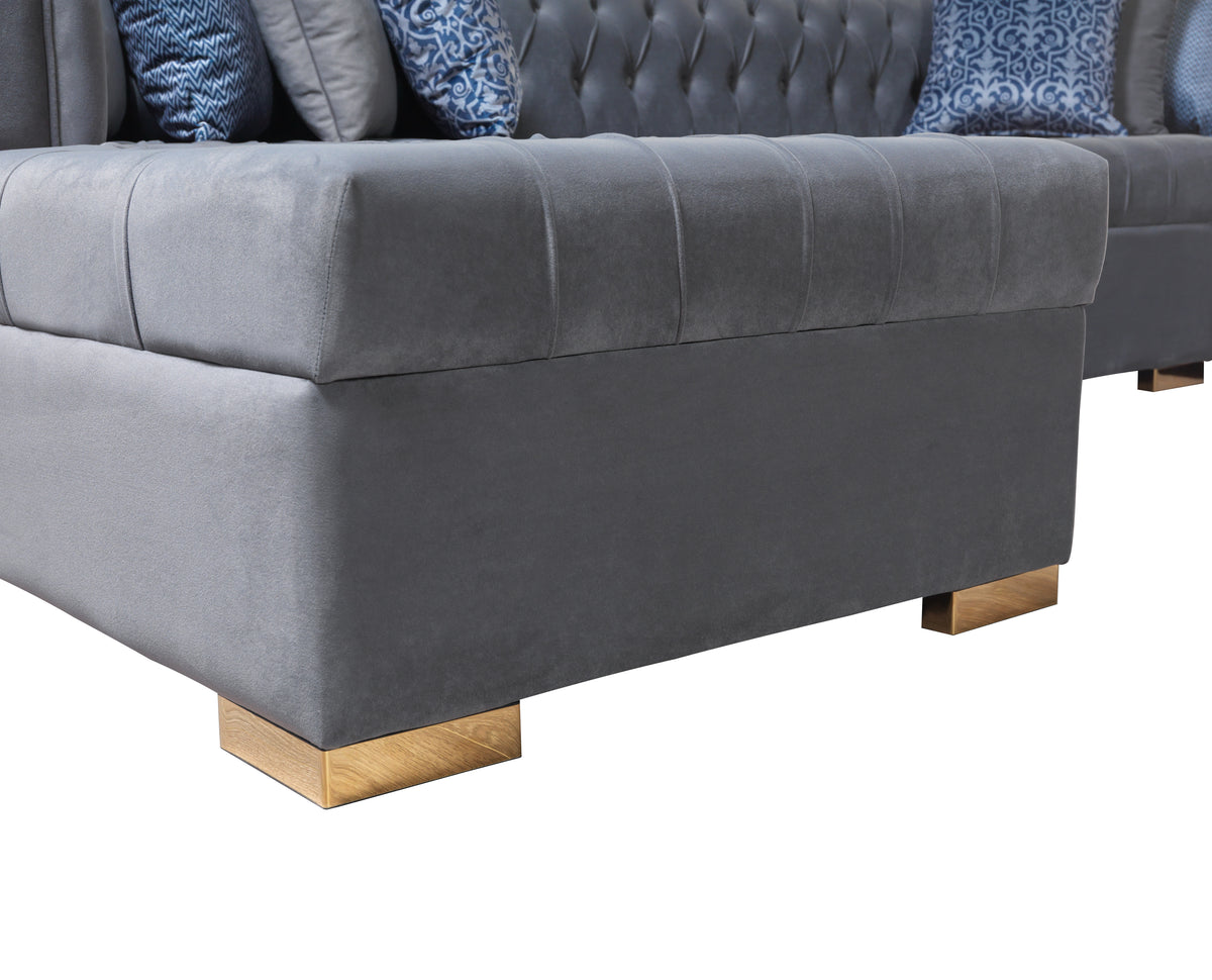Lauren 136-Inch Velvet Double Chaise Sectional