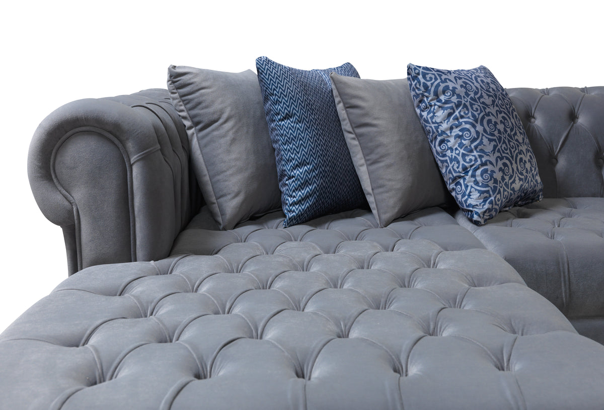 Lauren 136-Inch Velvet Double Chaise Sectional