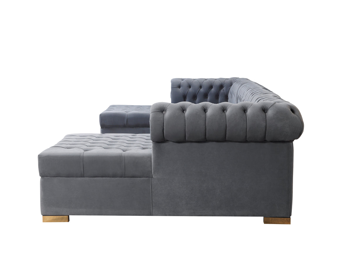 Lauren 136-Inch Velvet Double Chaise Sectional