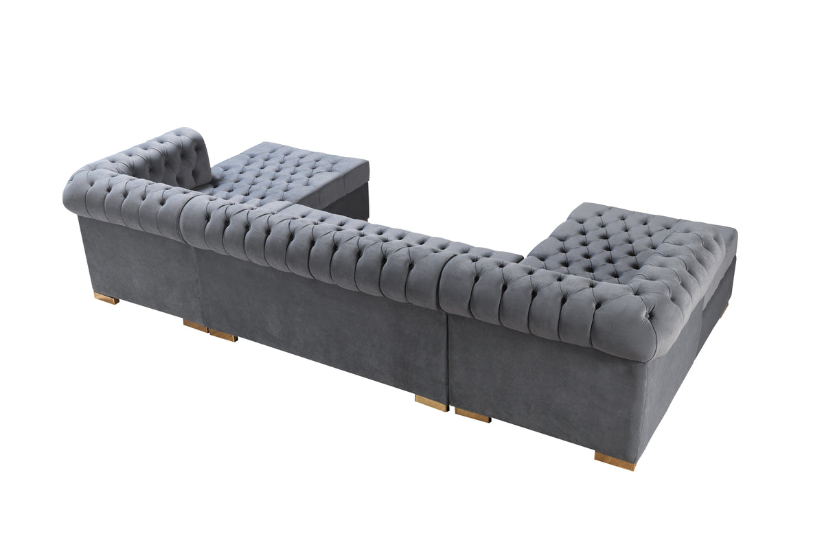 Lauren 136-Inch Velvet Double Chaise Sectional