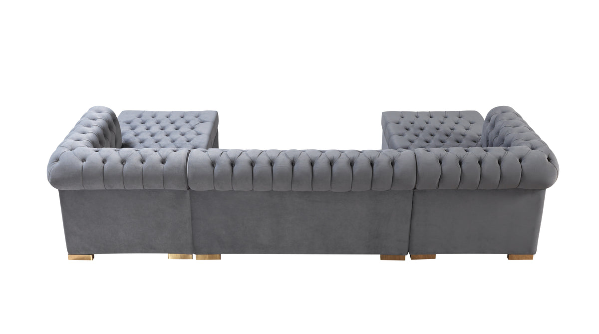 Lauren 136-Inch Velvet Double Chaise Sectional