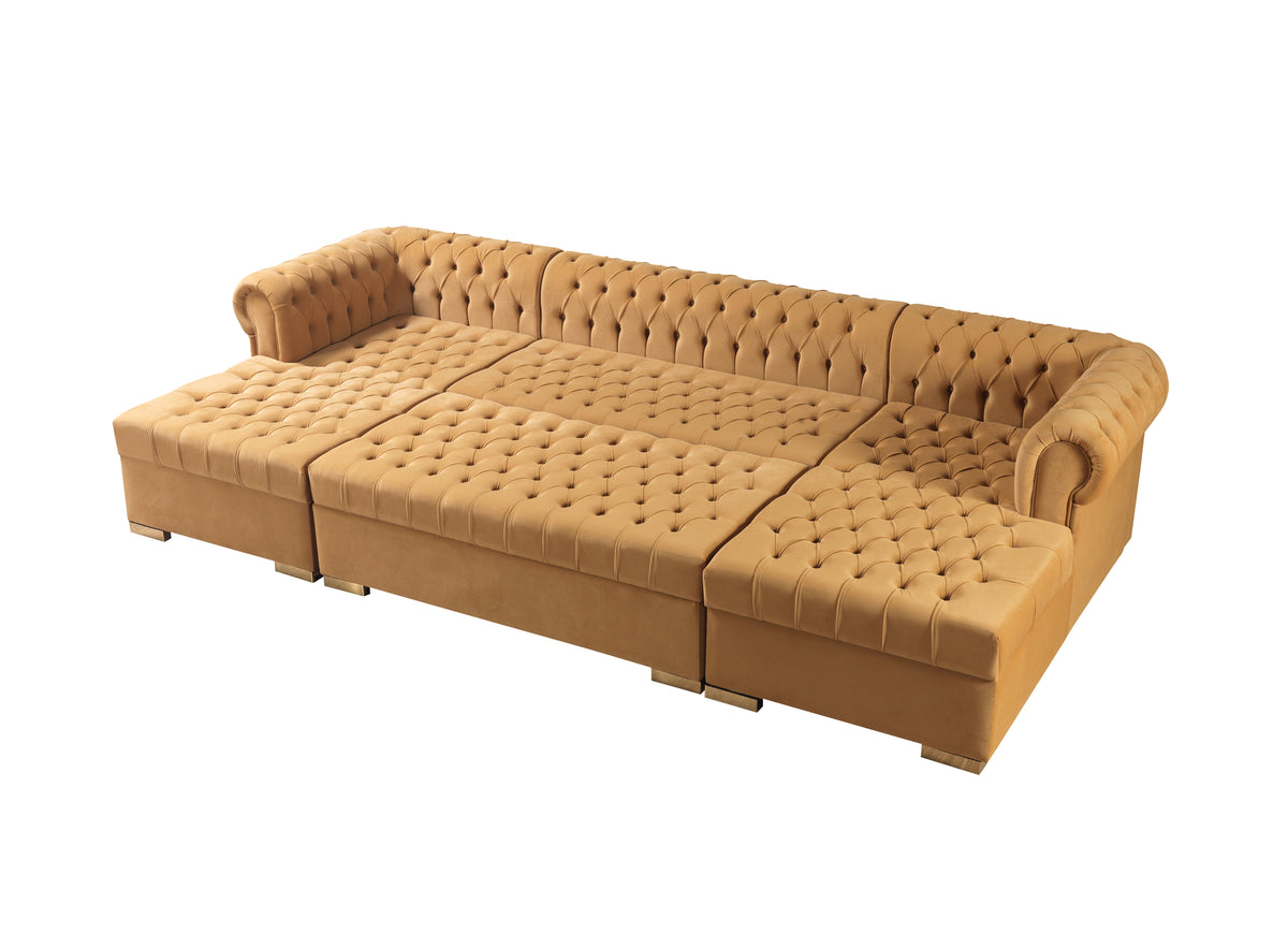 Lauren 136-Inch Velvet Double Chaise Sectional