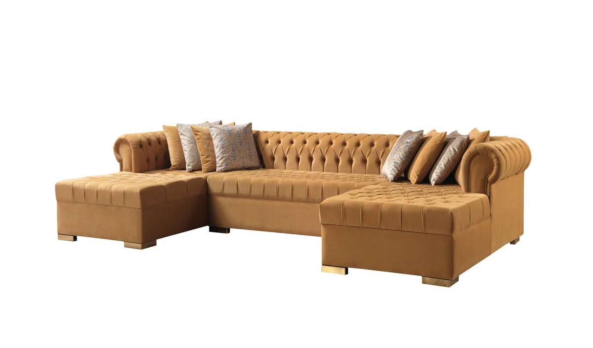 Lauren 136-Inch Velvet Double Chaise Sectional