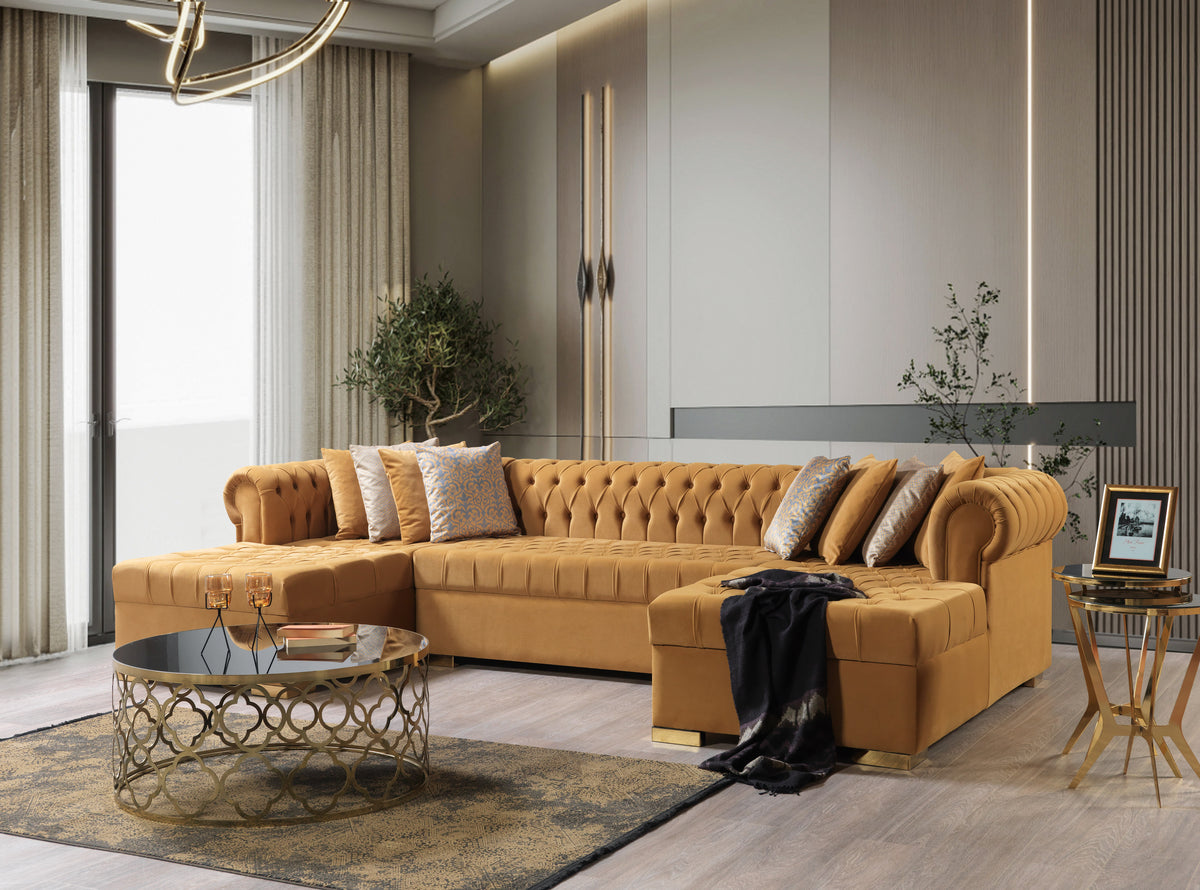 Lauren 136-Inch Velvet Double Chaise Sectional