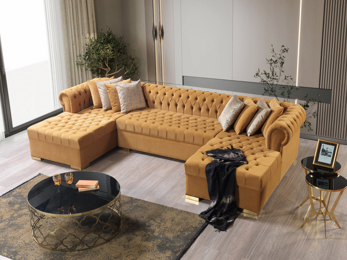 Lauren 136-Inch Velvet Double Chaise Sectional
