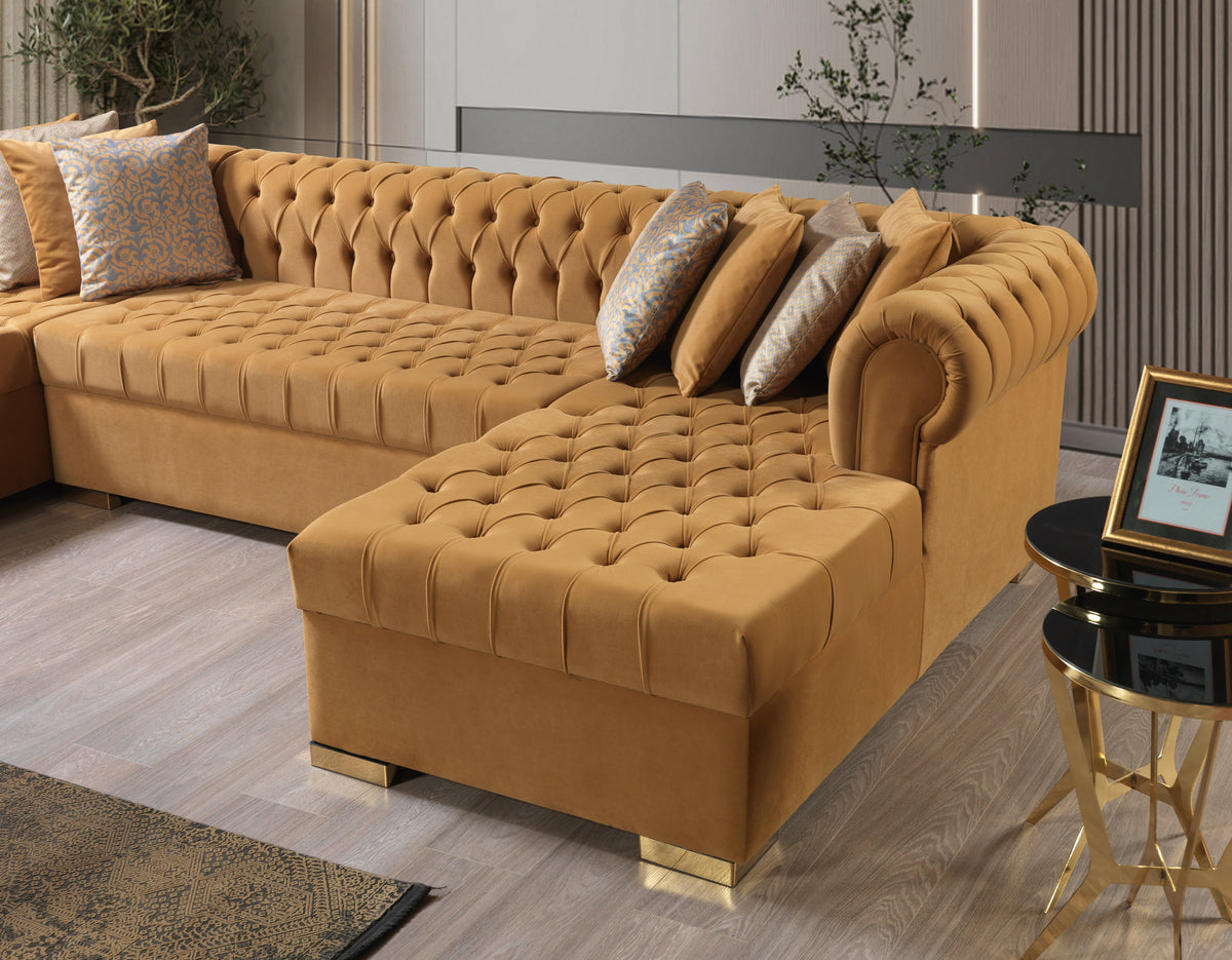 Lauren 136-Inch Velvet Double Chaise Sectional