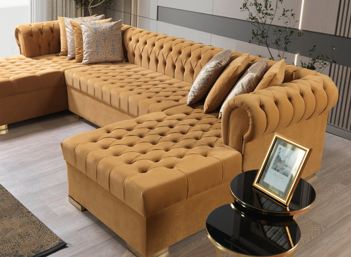 Lauren 136-Inch Velvet Double Chaise Sectional