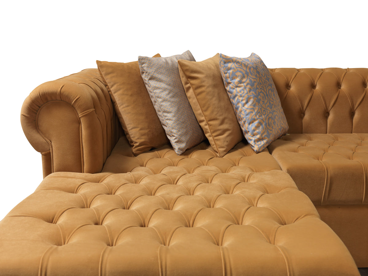 Lauren 136-Inch Velvet Double Chaise Sectional