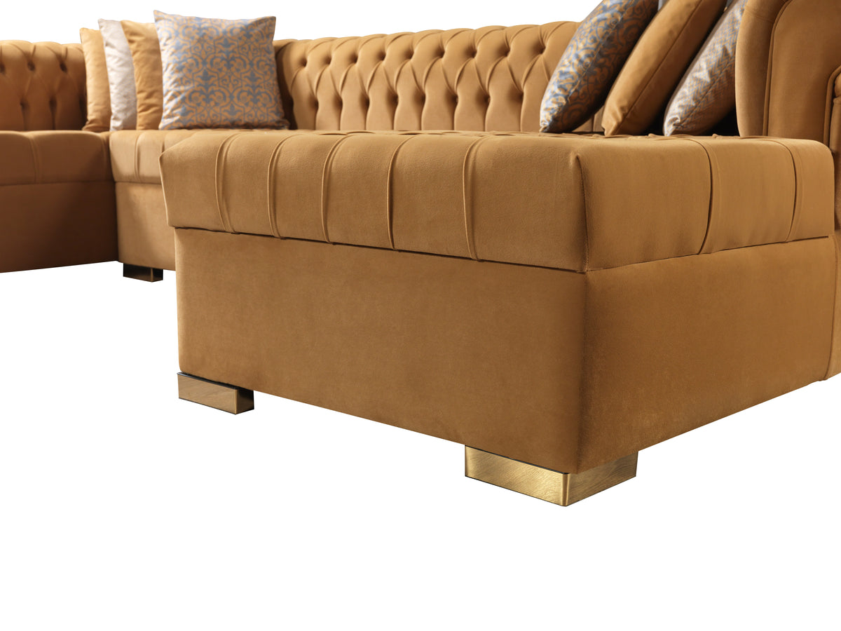Lauren 136-Inch Velvet Double Chaise Sectional