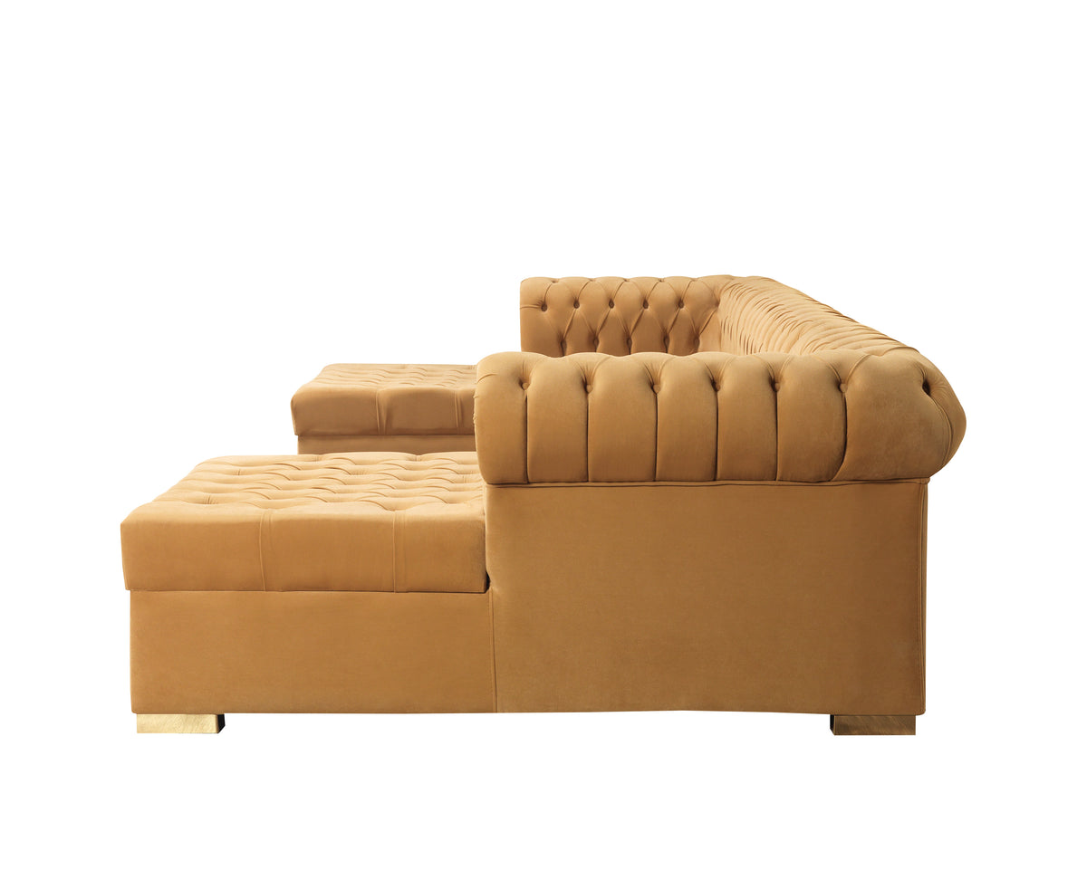 Lauren 136-Inch Velvet Double Chaise Sectional