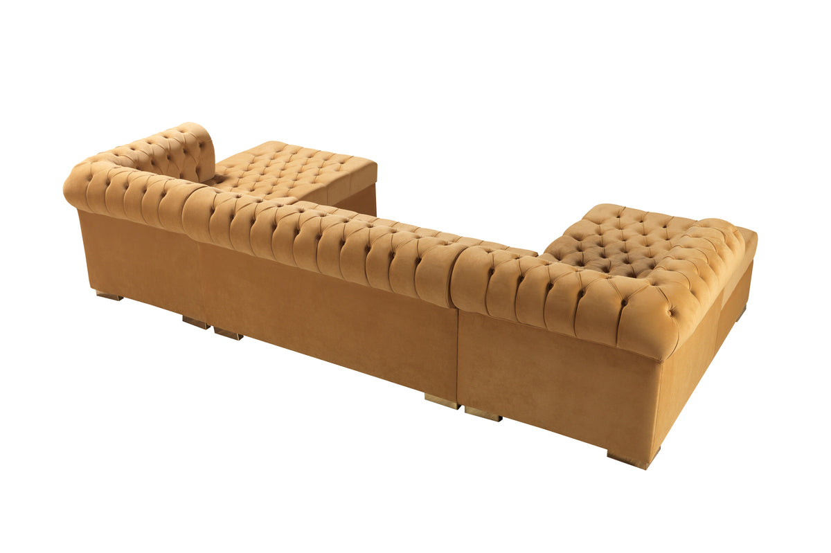 Lauren 136-Inch Velvet Double Chaise Sectional