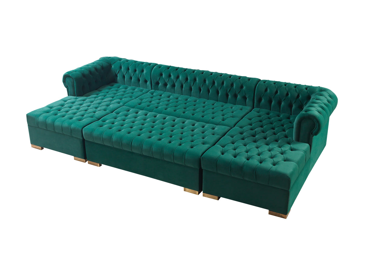 Lauren 136-Inch Velvet Double Chaise Sectional