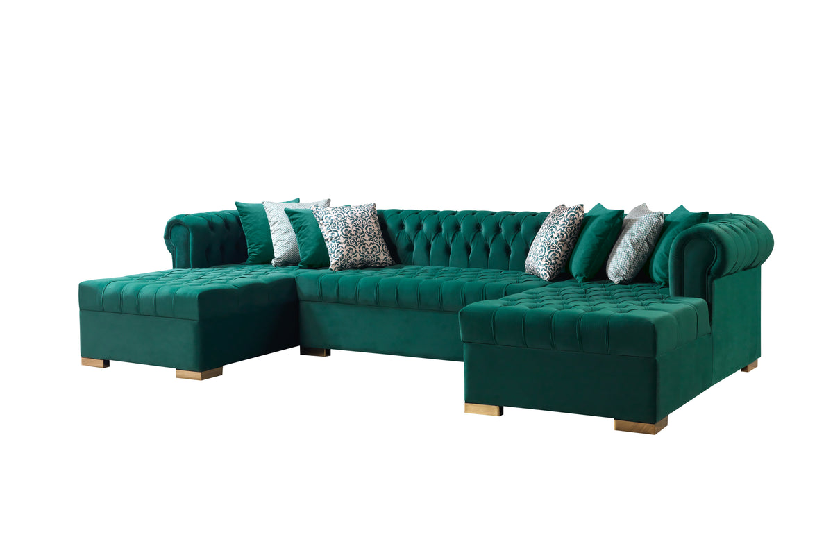 Lauren 136-Inch Velvet Double Chaise Sectional