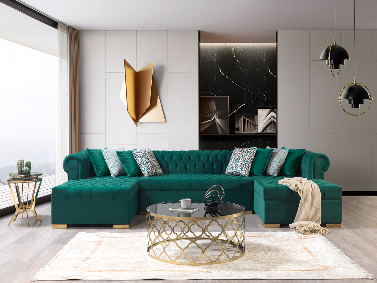 Lauren 136-Inch Velvet Double Chaise Sectional