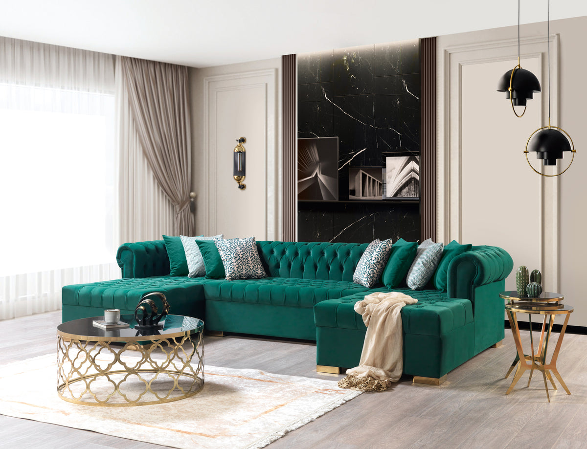 Lauren 136-Inch Velvet Double Chaise Sectional