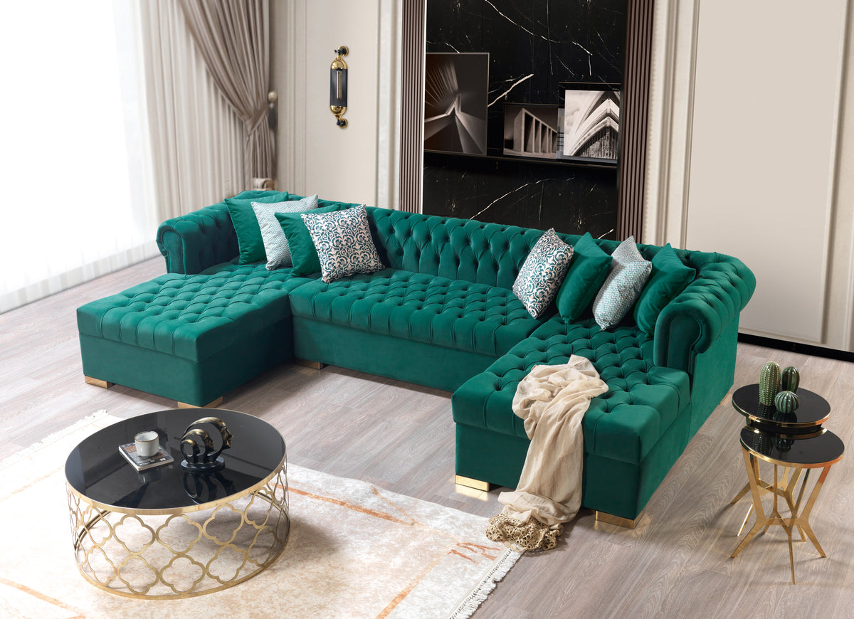 Lauren 136-Inch Velvet Double Chaise Sectional