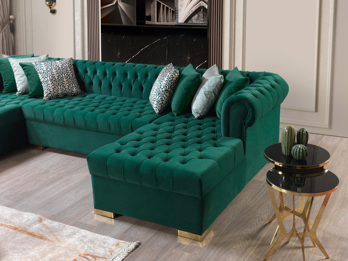 Lauren 136-Inch Velvet Double Chaise Sectional