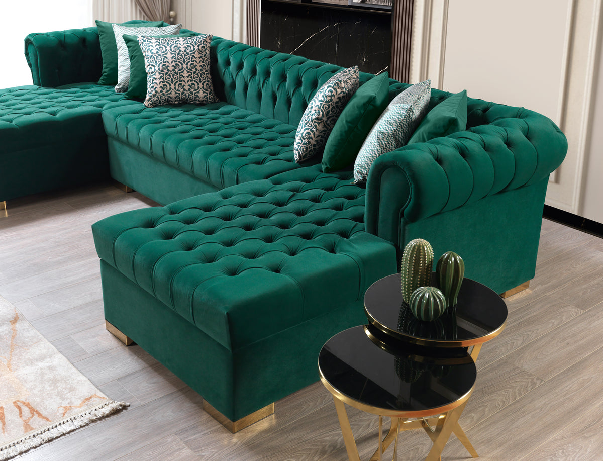 Lauren 136-Inch Velvet Double Chaise Sectional