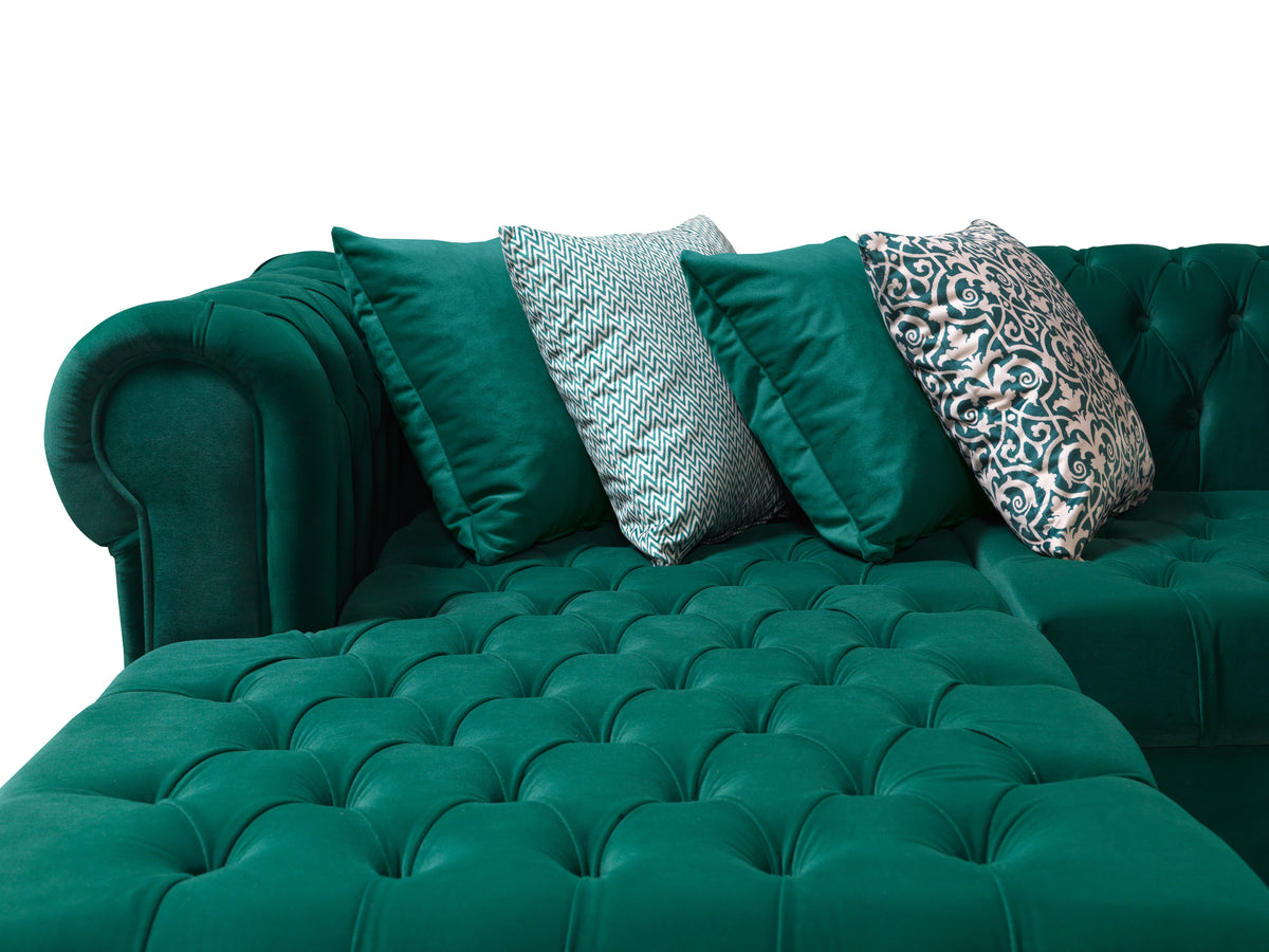 Lauren 136-Inch Velvet Double Chaise Sectional