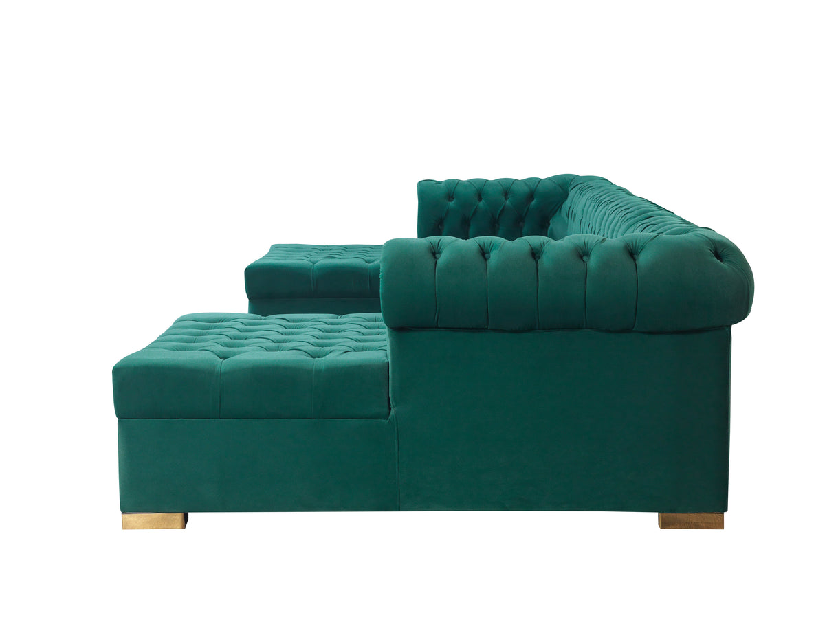 Lauren 136-Inch Velvet Double Chaise Sectional