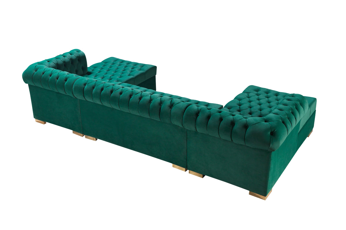 Lauren 136-Inch Velvet Double Chaise Sectional