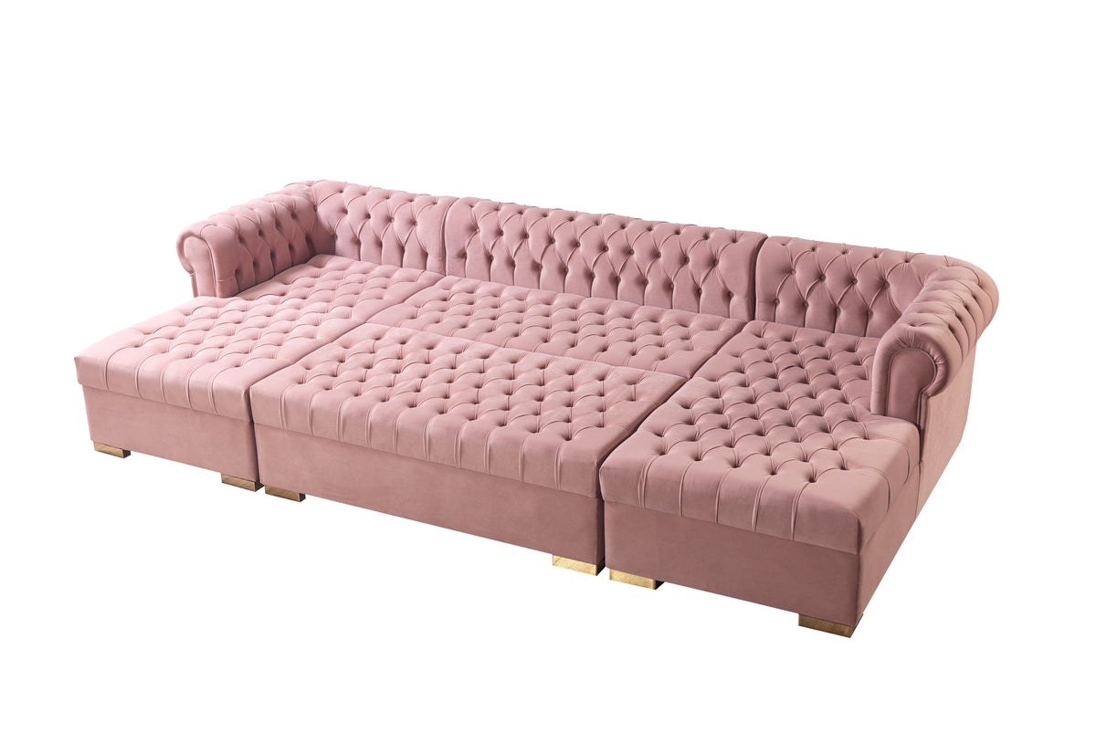 Lauren 136-Inch Velvet Double Chaise Sectional