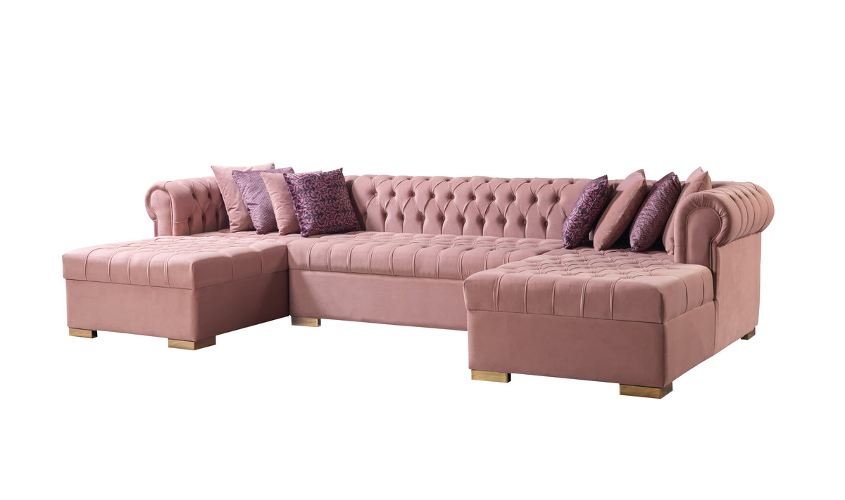Lauren 136-Inch Velvet Double Chaise Sectional