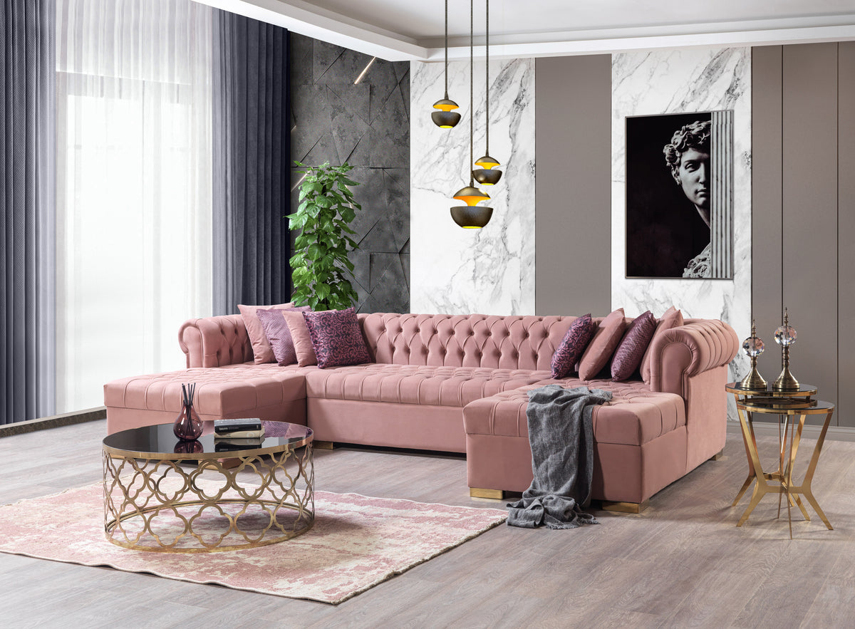 Lauren 136-Inch Velvet Double Chaise Sectional