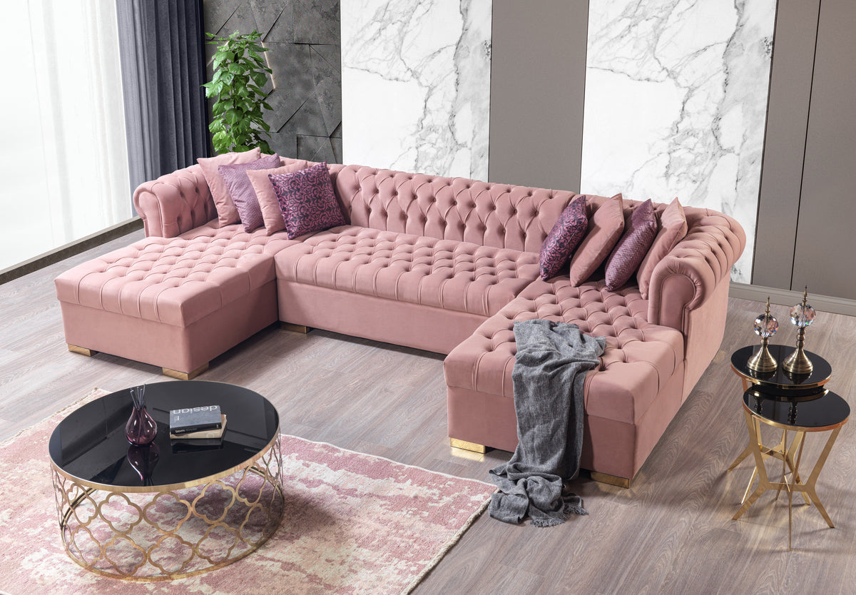 Lauren 136-Inch Velvet Double Chaise Sectional