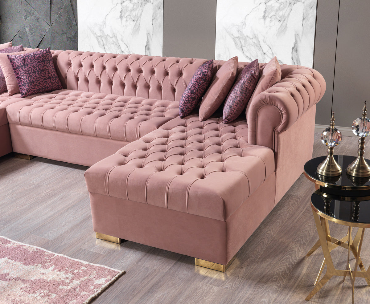 Lauren 136-Inch Velvet Double Chaise Sectional