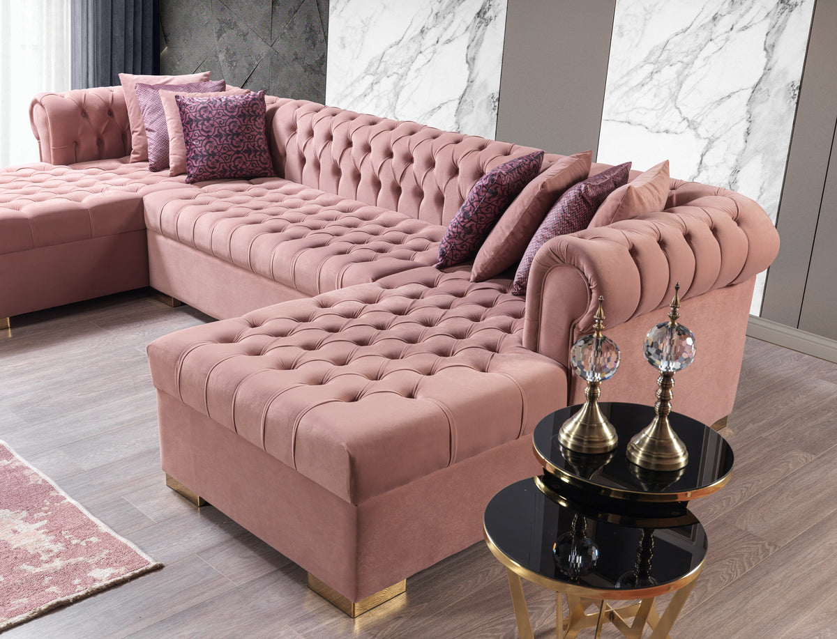 Lauren 136-Inch Velvet Double Chaise Sectional