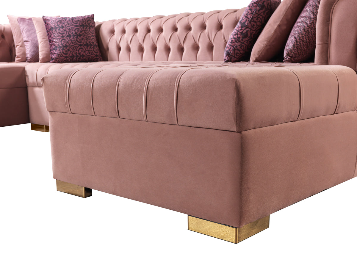 Lauren 136-Inch Velvet Double Chaise Sectional