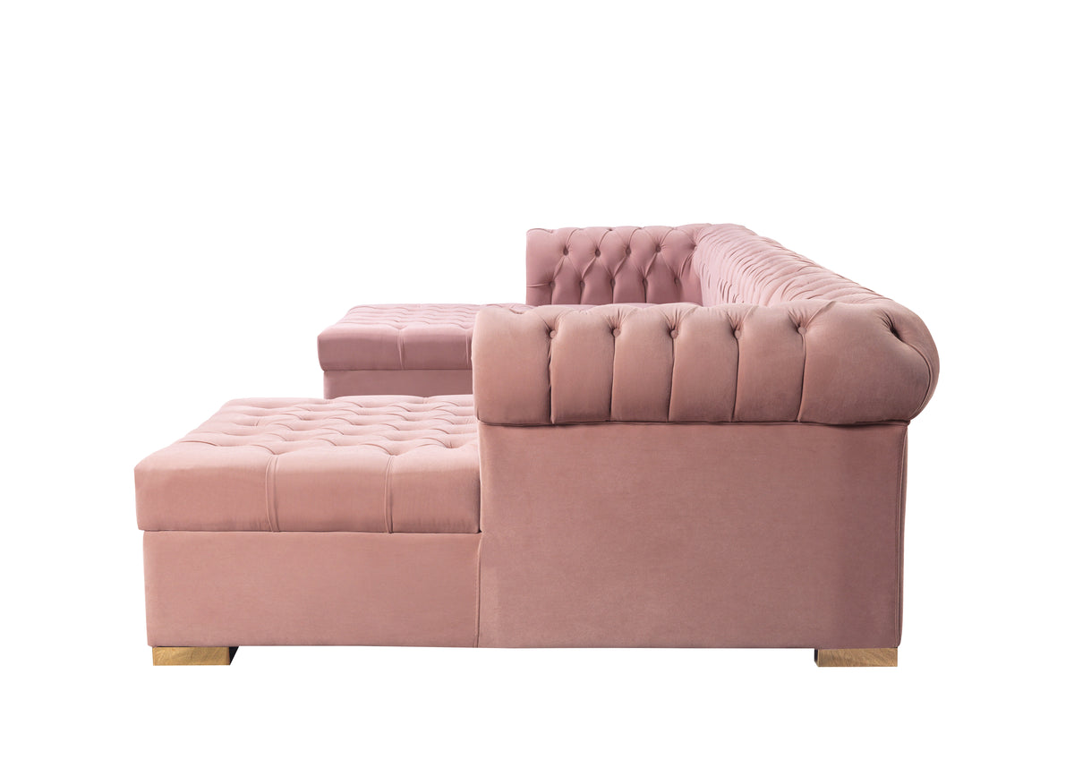 Lauren 136-Inch Velvet Double Chaise Sectional