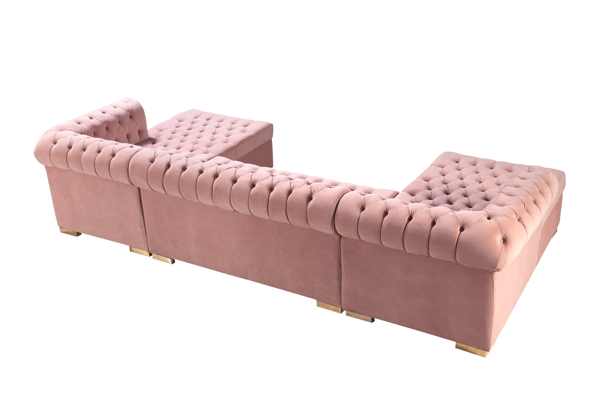 Lauren 136-Inch Velvet Double Chaise Sectional