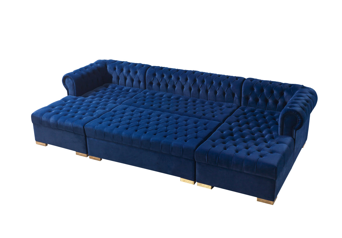 Lauren 136-Inch Velvet Double Chaise Sectional