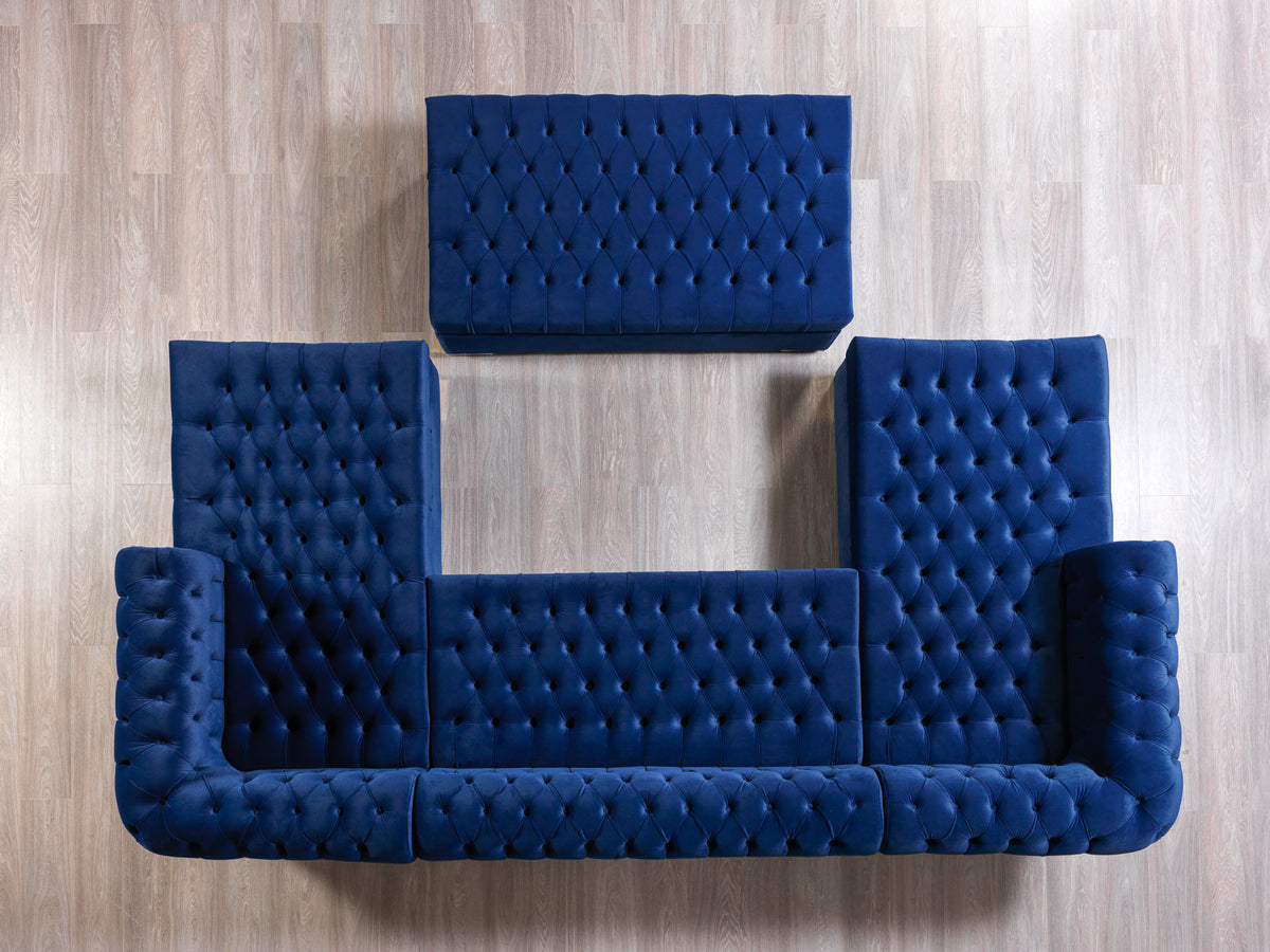 Lauren 136-Inch Velvet Double Chaise Sectional